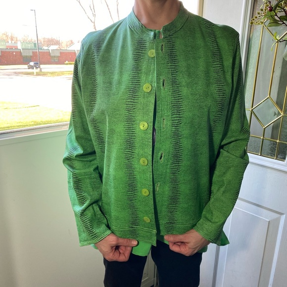 Green leather and suede jacket 1X NWT - Picture 10 of 15